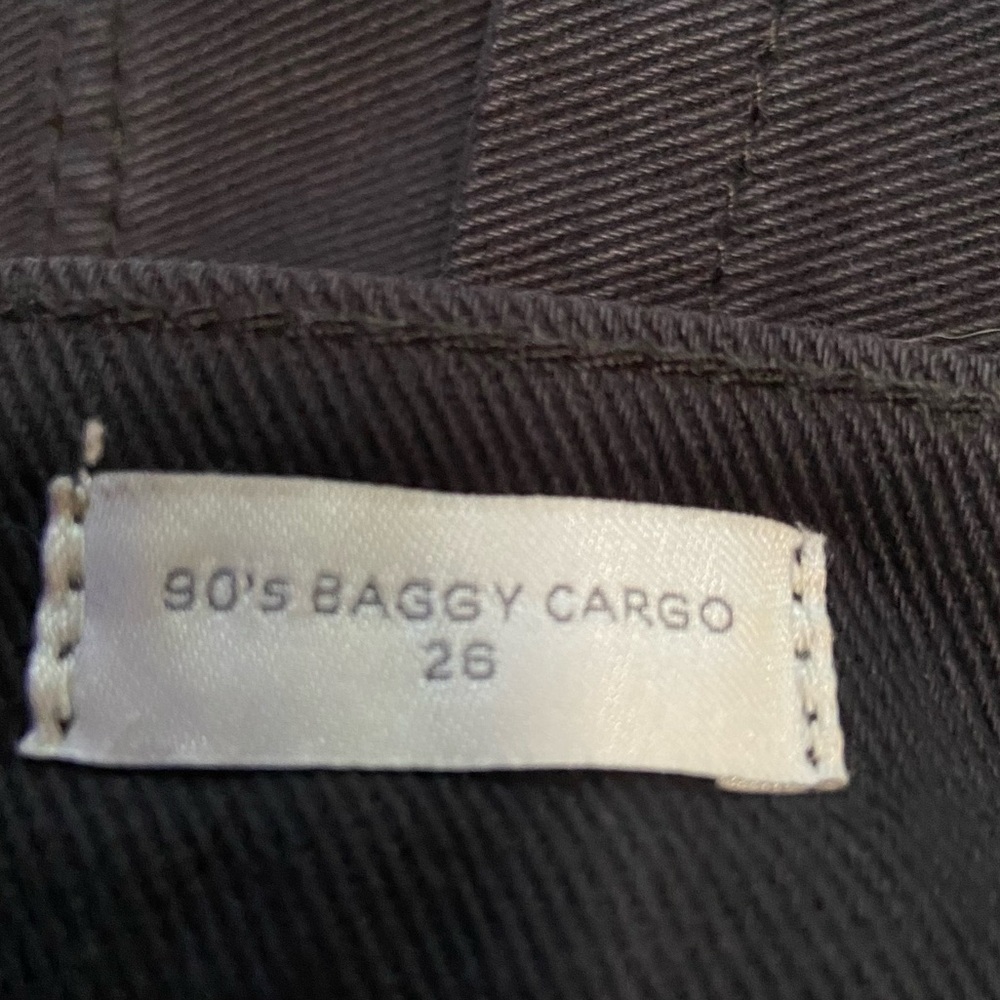 Pacsun Black Asymmetrical '90s Baggy Cargo Jeans Pants 26 Small Wide Leg - Picture 3 of 15